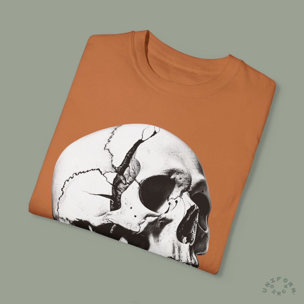 SKULL & BOARDS CREWNECK T-SHIRT | Printed Unisex Garment-Dyed Graphic Tee