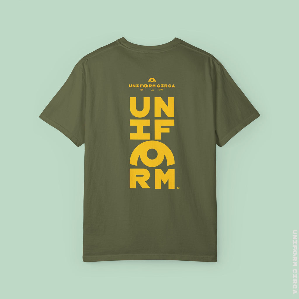 OYSTER ALL WORDMARK  | CREWNECK T-SHIRT | PRINTED YELLOW | Bold Minimalist Design