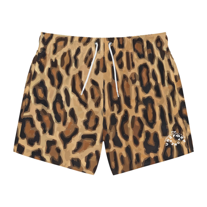 LEOPARD SWIM TRUNKS | Black/Tan | Printed