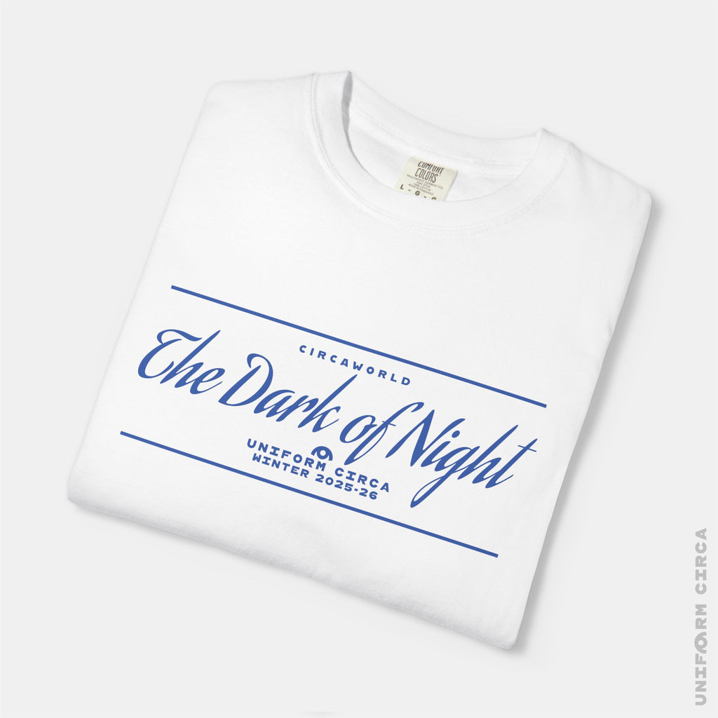 NIGHT BAR SCRIPT - Crewneck T-Shirt | 100% Cotton | Designed & Printed in California _ UNIFORM CIRCA_Blue