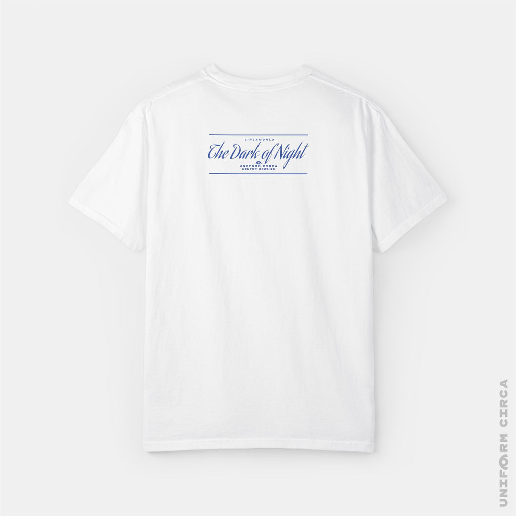 NIGHT BAR SCRIPT - Crewneck T-Shirt | 100% Cotton | Designed & Printed in California _ UNIFORM CIRCA_Blue