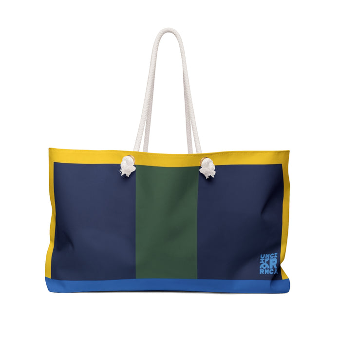 THE MAX BAG | Navy, Deep Green & Yellow Weekender Bag - Stylish Travel Tote, Gym Bag, Beach Bag, Personalized Gift, Spacious Weekend Accessories