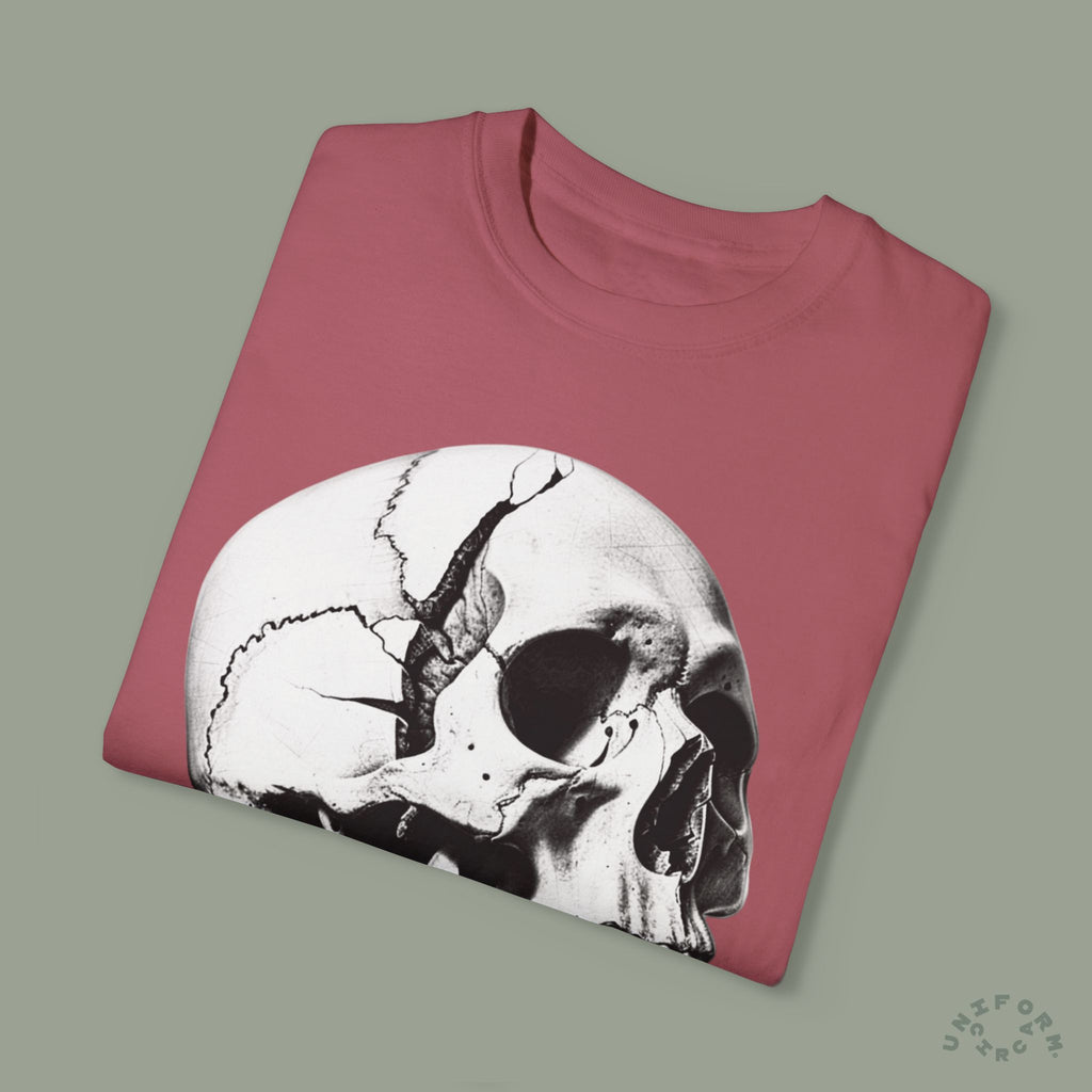SKULL & BOARDS CREWNECK T-SHIRT | Printed Unisex Garment-Dyed Graphic Tee
