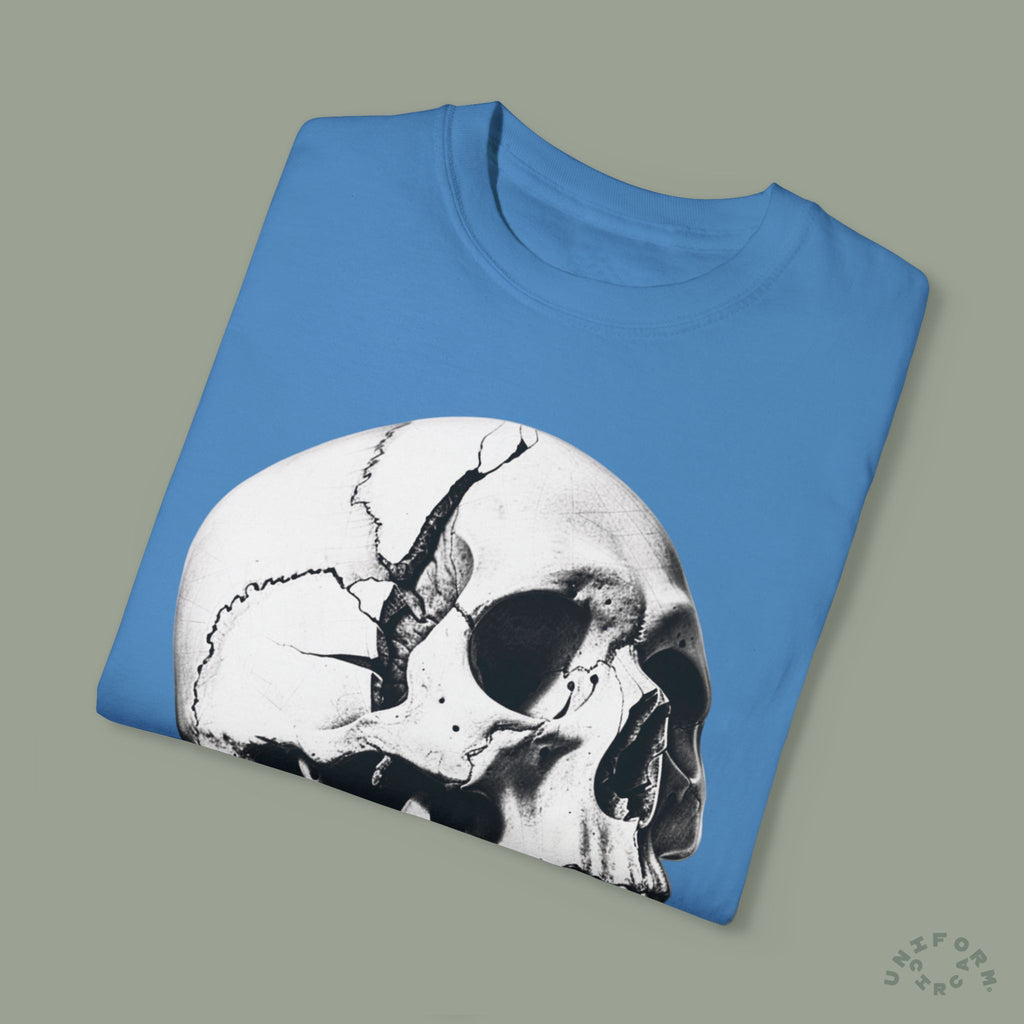 SKULL & BOARDS CREWNECK T-SHIRT | Printed Unisex Garment-Dyed Graphic Tee