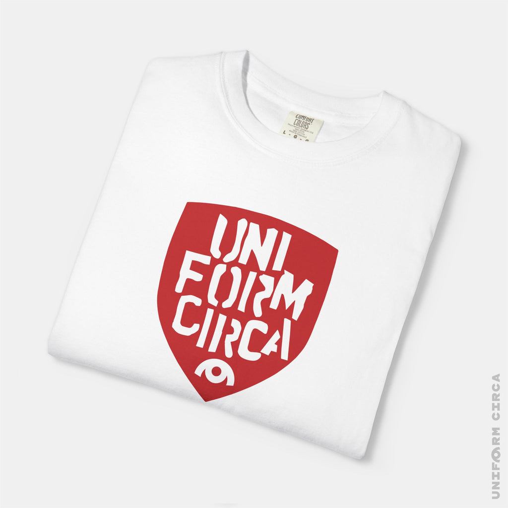 SOLO SHIELD - Crewneck T-Shirt | 100% Cotton | Designed & Printed in California _ UNIFORM CIRCA CLASS _ Red