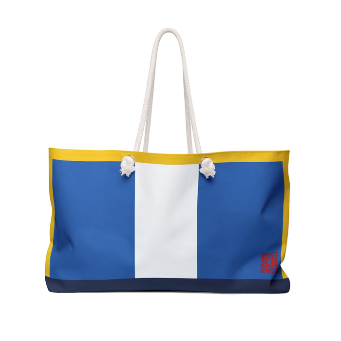 THE MAX BAG | Vibrant Blue, Yellow & Navy Weekender Bag - Stylish Travel Tote, Gym Bag, Beach Bag, Personalized Gift, Spacious Weekend Accessories