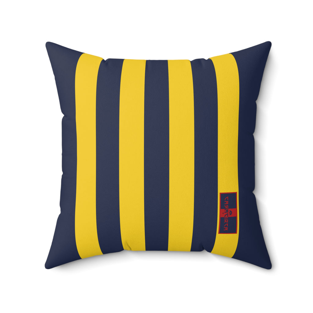 CASACIRCA | RACING STRIPES PILLOW | NAVY/YELLOW | Stylish Faux Suede Pillow - Stripes, Home Decor, Cozy Living Room, Gift Idea, Nautical Theme, Interior Design Accents