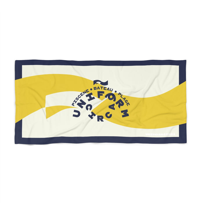 OCEANA BADGE BIG WAVE | YELLOW & NAVY | Sunny Vibes Beach Towel - Perfect for Summer Fun and Relaxation