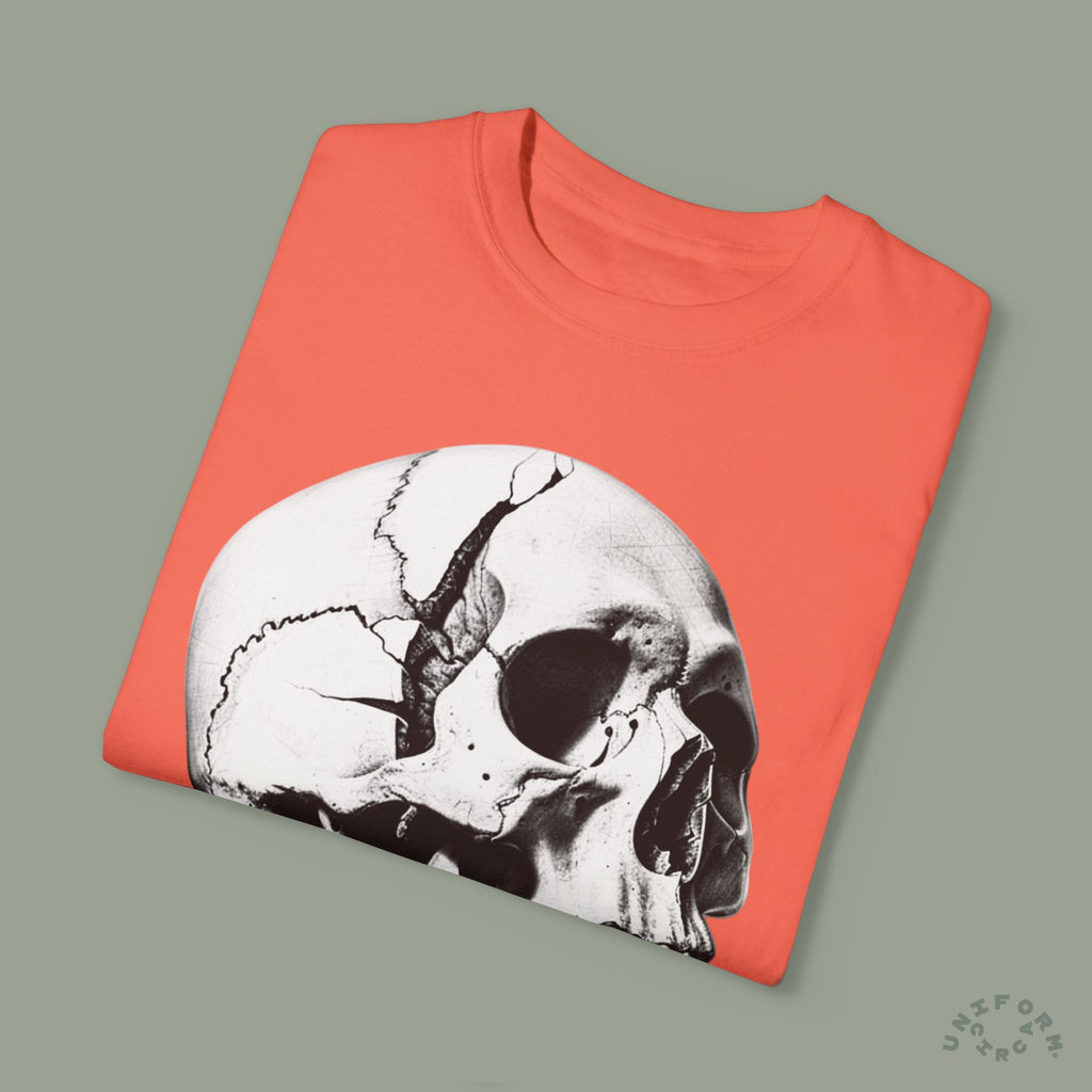 SKULL & BOARDS CREWNECK T-SHIRT | Printed Unisex Garment-Dyed Graphic Tee