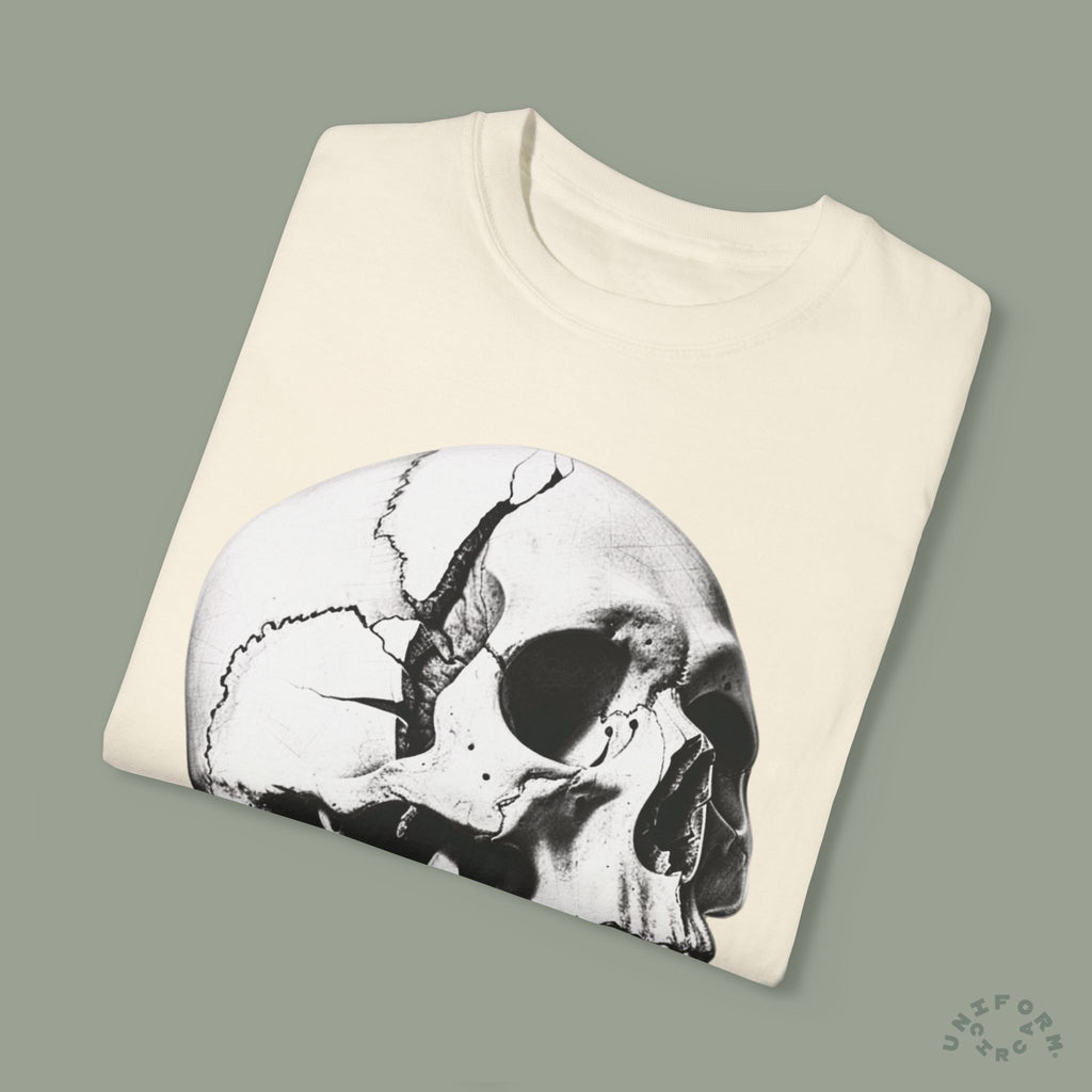 SKULL & BOARDS CREWNECK T-SHIRT | Printed Unisex Garment-Dyed Graphic Tee