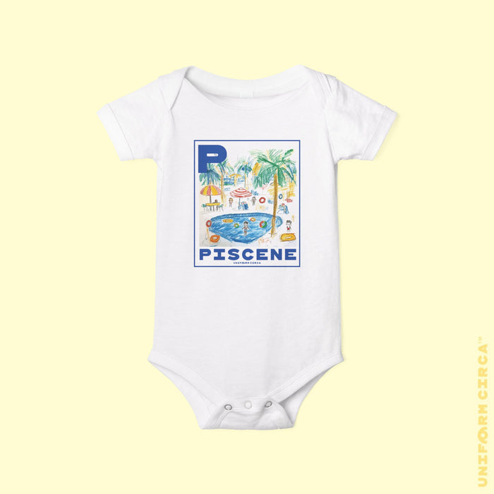 PISCENE | Infant Jersey One Piece: Summer Vibes Baby Bodysuit, Cute Baby Shower Gift, Pool Party Outfit, Beach Day Essential, Memory-Making Apparel