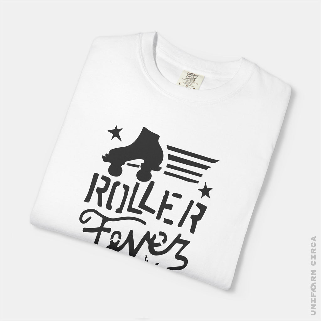 ROLLER FEVER - Crewneck T-Shirt | 100% Cotton | Designed & Printed in California _ UNIFORM CIRCA_Printed Black