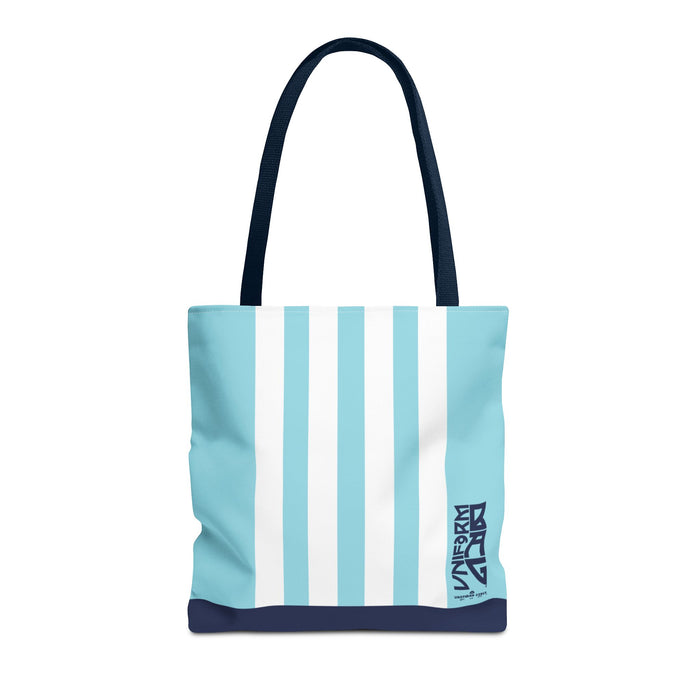 RACER JR. BAG | SKY BLUE/WHITE/NAVY | Stylish Minimalist Tote Bag, Eco-Friendly Shopping Bag, Chic Carryall, Reusable Tote, Fashionable Beach Bag, Trendy Everyday Essentials