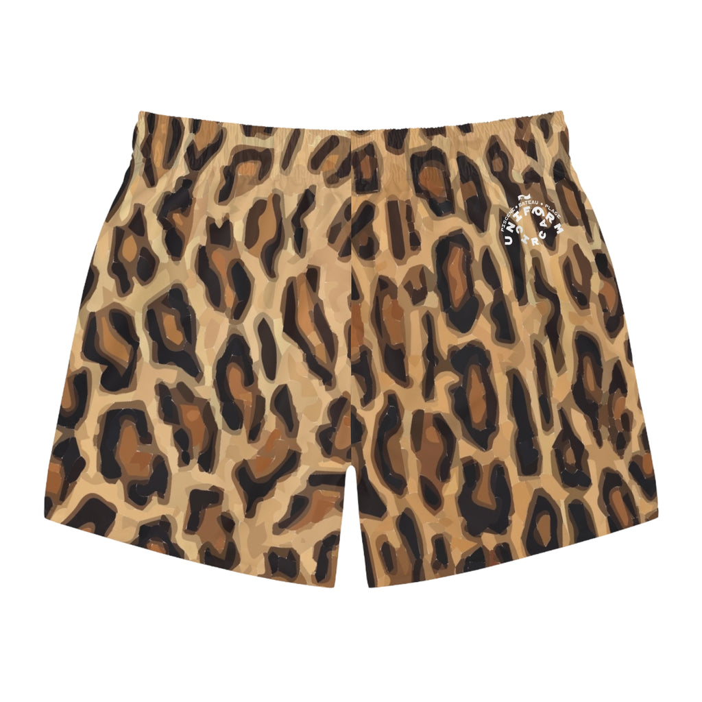 BLACK/TAN CLASSIC LEOPARD SWIM TRUNKS | Printed
