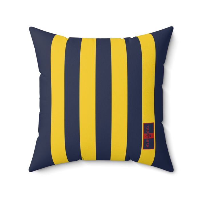 CASACIRCA | RACING STRIPES PILLOW | NAVY/YELLOW | Stylish Faux Suede Pillow - Stripes, Home Decor, Cozy Living Room, Gift Idea, Nautical Theme, Interior Design Accents