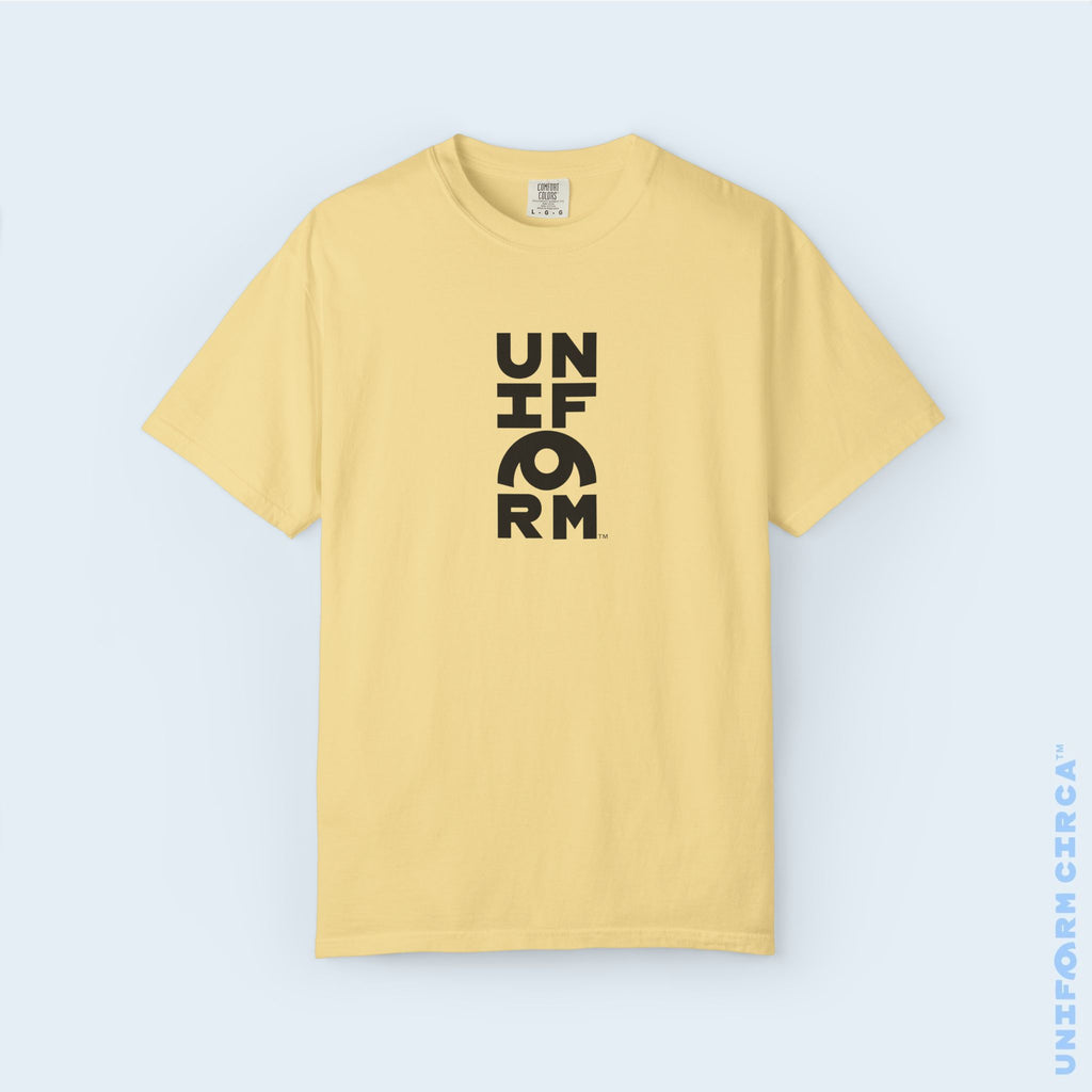UNIFORM CENTER STACK | Crewneck T-Shirt | Printed Black | Bold Minimalist Design